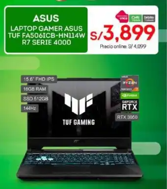 Tottus Asus Laptop Gamer Tuf FA5061CB-HN114W R7 SERIE 4000 oferta