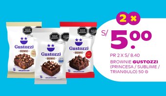 Tambo Brownie Gustozzi (princesa / sublime / triangulo) 2 x 50g oferta