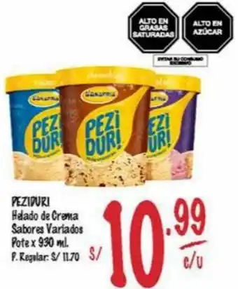 MaxiAhorro Peziduri Helado de Crema Sabores Variados Pote 930ml oferta