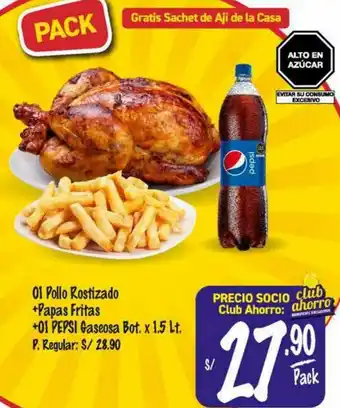 MaxiAhorro 01 Pollo Rostizado + Papas Fritas + 01 Pepsi Gaseosa 1,5L oferta