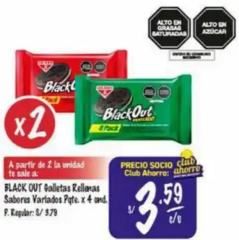 MaxiAhorro Black Out Galletas Rellenas Sabores Variados Pqte 4und oferta
