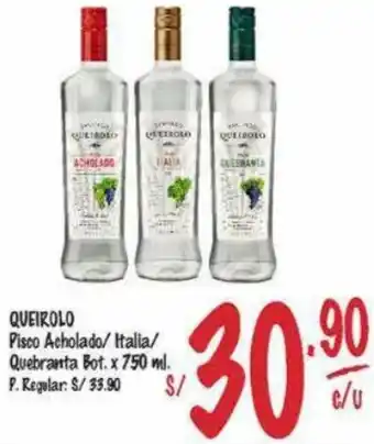 MaxiAhorro Queirolo Pisco Acholado/Italia/Quebranta 750ml oferta