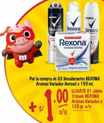 MaxiAhorro Llévate 01 Jabón Tripack Rexona Aromas Variados 120g oferta