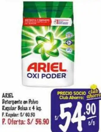 MaxiAhorro Ariel Detergente en Polvo Regular Bolsa 4kg oferta