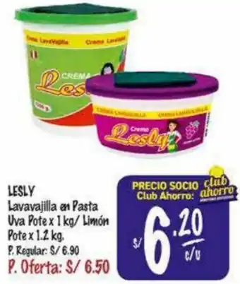 MaxiAhorro Lesly Lavavajilla en Pasta Uva Potex 1kg/ Limón Potex1,2kg oferta