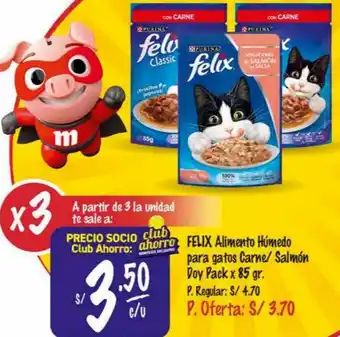 Felix ALimento Húmedo para Gatos Carne/Salmón Dot Pack 85g