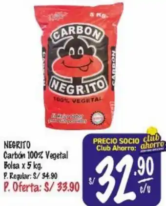 MaxiAhorro Negrito Carbón 100% Vegetal Bolsa 5kg oferta
