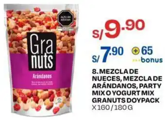 Wong Mexcla de Nueces, Mezcla de Arándanos, Party Mix o Yogurt Mix Granuts Doy Pack 160/280g oferta