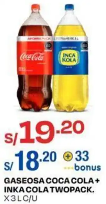 Wong Gaseosa Coca Cola + Inka Cola Twopack oferta