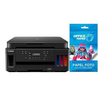 Hiraoka Impresora multifuncional canon pixma g6010 + papel foto adhesivo brillante 120g x 25 hojas jumbo oferta