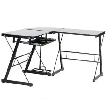 Maestro Escritorio de vidrio en l negro oferta