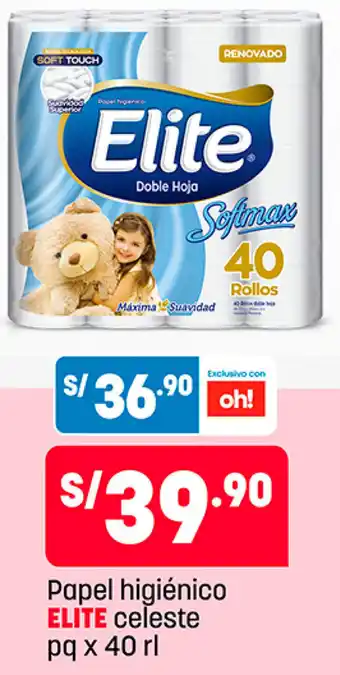 Plaza Vea Papel Higiénico Elite Celeste 40 rl oferta