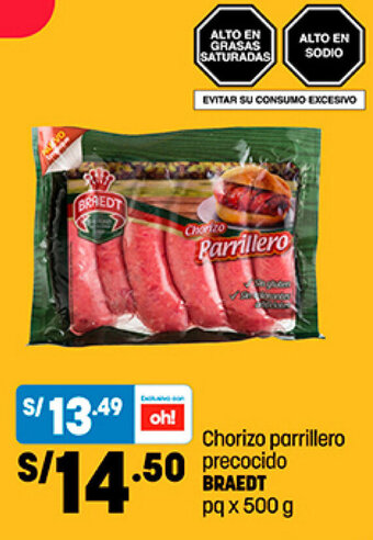 Plaza Vea Chorizo Parrillero Precocido Braedt 500g oferta