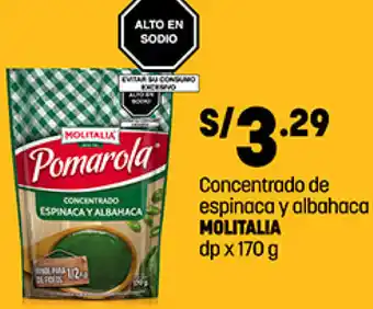 Plaza Vea Molitalia COncentrado de Espenaca y Albahaca 170g oferta