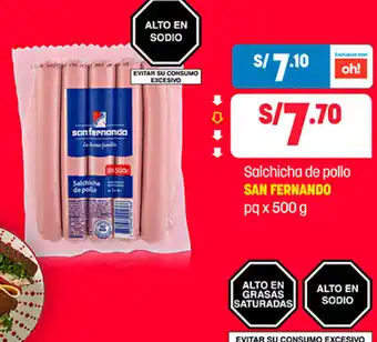 Plaza Vea Salchicha de Pollo San Fernando 500g oferta