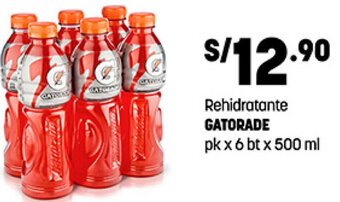 Plaza Vea Rehidratante Gatorade 6bt x 500ml oferta