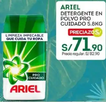 Tottus Ariel Detergente en Polvo Pro Cuidado 5,8kg oferta