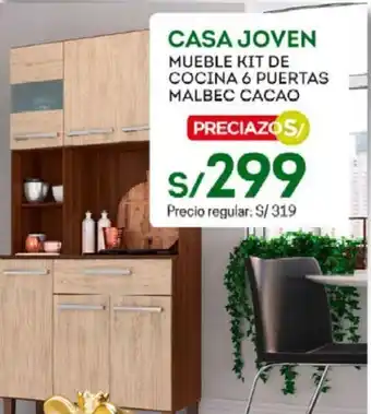 Tottus Casa Joven Mueble Kit de Cocina 6 Puertas Malbec Cacao oferta