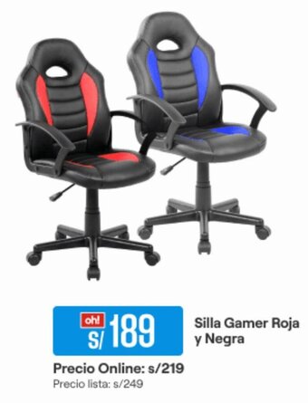 Promart Silla Gamer Roja y Negra oferta