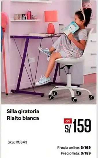 Promart Silla Giratoria Rialto Blanca oferta