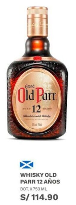 Wong Whisky Old Parr 12 Años x 750ml oferta
