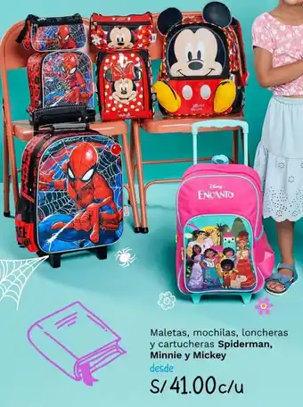Wong Maletas, Mochilas, Loncheras y Cartucheras Spiderman, Minnie y Mickey oferta