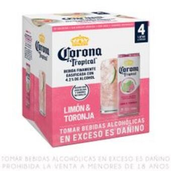 Metro Fourpack bebida ready to drink corona tropical limón & toronja lata 355ml oferta