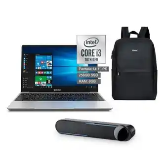 Hiraoka Laptop miray lpm-n14-i3 14.1" intel core i3-10110u 256gb ssd 8gb ram silver + mochila para laptop miray mml-enl43n + parlante oferta