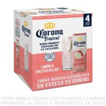 Metro Fourpack bebida ready to drink corona tropical limón & frutos rojos lata 355ml oferta