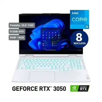Hiraoka Laptop lenovo ideapad gaming 3i 15.6" intel core i5-12450h 512gb ssd 16gb ram rtx3050 oferta