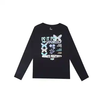 Tottus Polo estampado ml teens negro 12 oferta