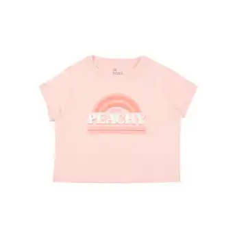 Tottus Polo estampado crop slim mujer l durazno oferta