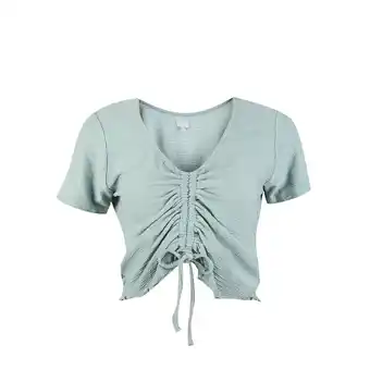 Tottus Polo recogido manga corta mujer m verde oferta