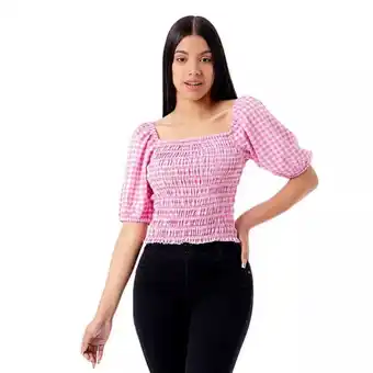 Pionier Blusas cuadros lulem manga abullonada oferta