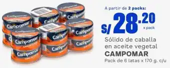 Makro Campomar Sólido de Caballa en Aceite Vegetal 6 Latas x 170g c/u oferta