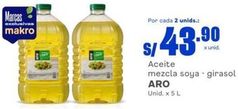 Makro Aro Aceite Mezcla Soya-Girasol 5L oferta