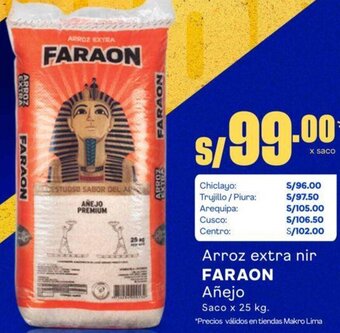 Makro Faraon Arroz Extra Nir Añejo 25kg oferta
