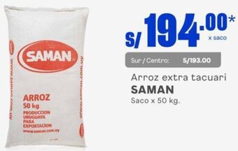 Makro Saman Arroz Extra Tacuari 50kg oferta