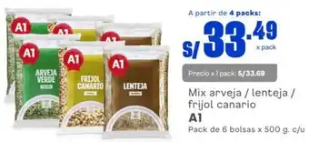 Makro A1 Mix Arveja/ Lenteja/Frijol Canario 500g c/u oferta