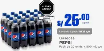 Makro Pepsi Gaseosa 20unids x 500ml oferta