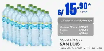 Makro San Luis Agua Sin Gas 15 Unids x 750ml oferta