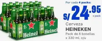 Makro Heineken Cerveza Pack de 6 Botellas x 330ml c/u oferta