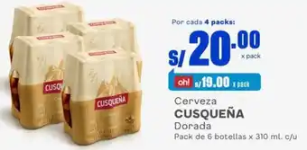 Makro Cusqueña Cerveza Dorada 6Botellas x 310ml c/u oferta