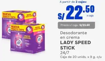 Makro Lady Speed Stick Desodorante en Crema 24/7 20unids x 9g c/u oferta