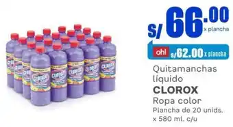 Makro Clorox Quitamanchas Líquido Ropa Color 20 unids x 580ml c/u oferta