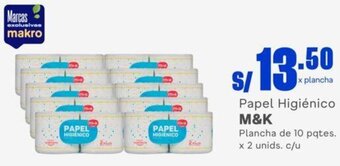 Makro M&K Papel Higiénico 10 pqtes x 2 unids oferta