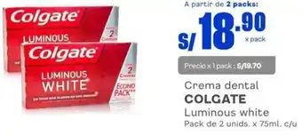 Makro Colgate Crema Dental Luminous White 2unids x 75ml oferta