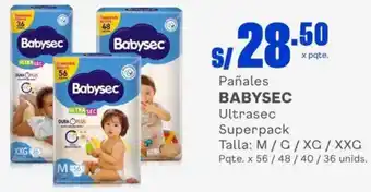 Makro Pañales Babysec Ultrasec Superpack M/G/XG/XXG oferta