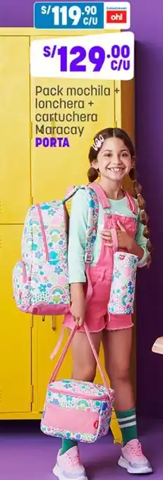 Plaza Vea Pack Mochila + Lonchera + Cartuchera Maracay Porta oferta