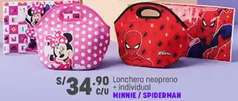 Plaza Vea Lonchera Neopreno + Individual Minnie/Spiderman oferta